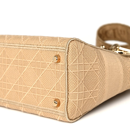 Christian Dior Canvas Embroidered Medium Lady D-Lite Beige 10 of 11