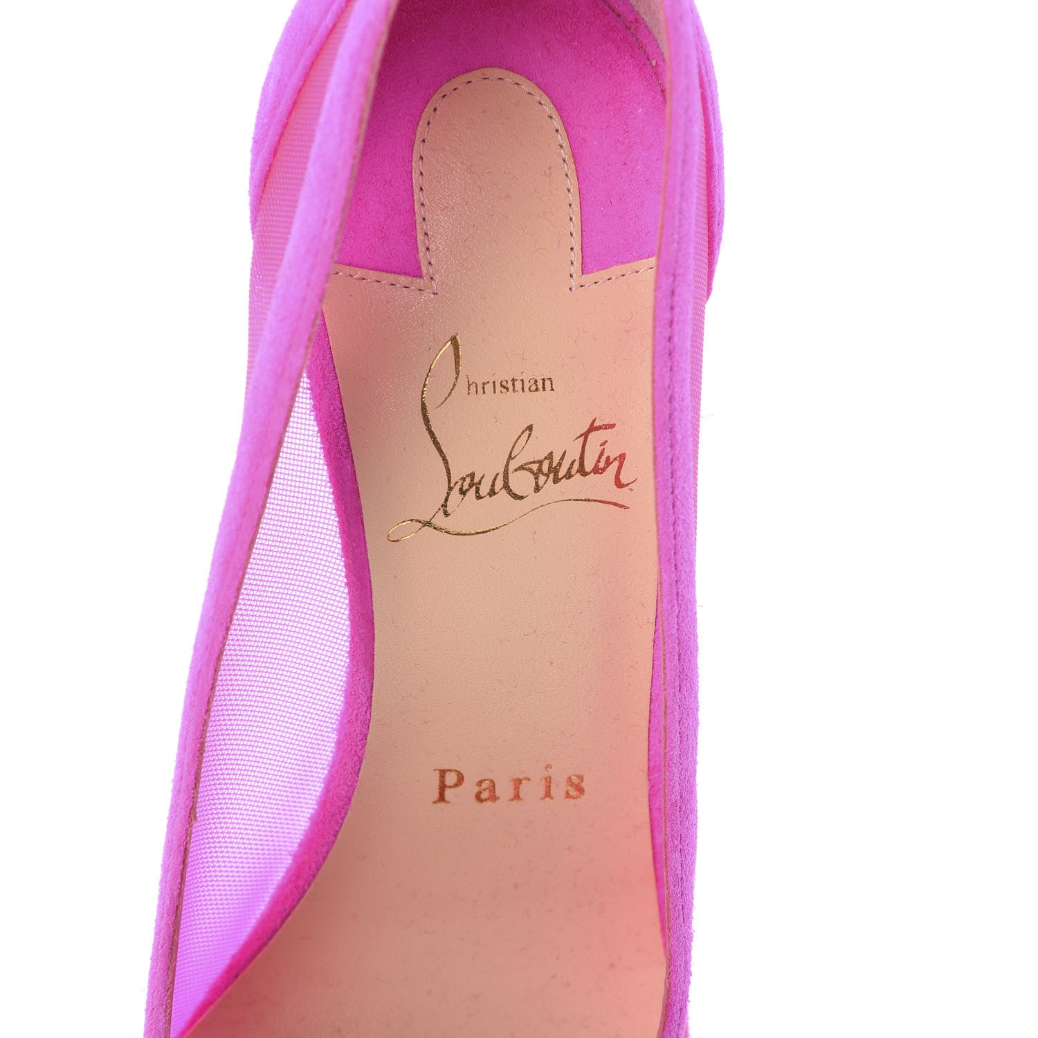 Christian Louboutin Veau Velours Rete Galativi 100 Pumps 37 Diva Pink 6 of 9