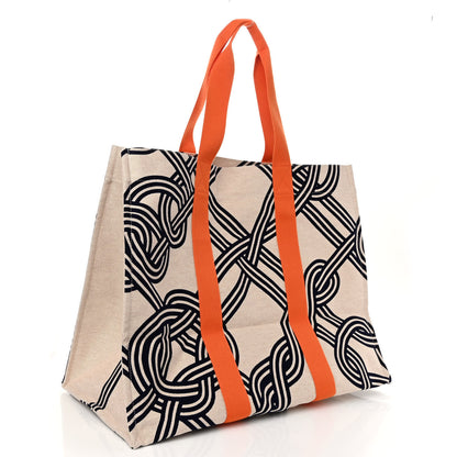 Hermes Cotton Canvas Noeuds Marins Beach Bag 4 of 9