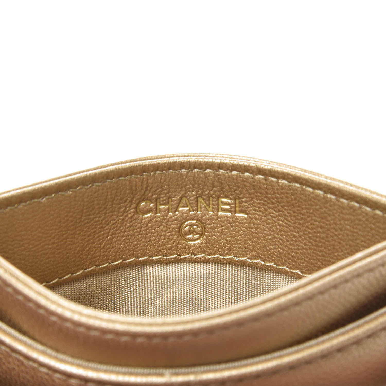 Chanel Metallic Goatskin Quilted Chanel 19 Card Holder Gold 7 of 10
