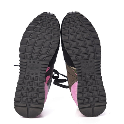 Valentino Garavani Nappa Fabric Suede Camouflage Womens Rockrunner Sneakers 35 Hot Pink 5 of 11