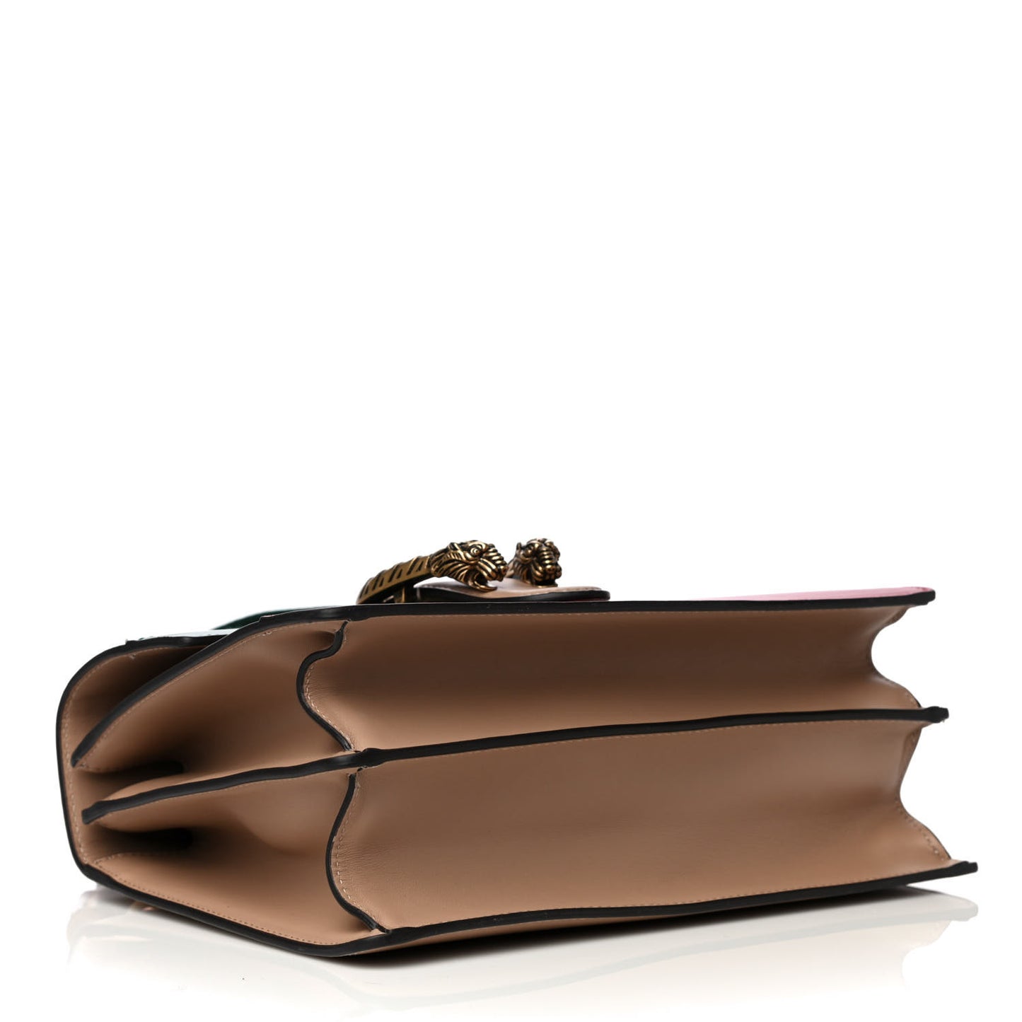 Calfskin Bamboo Web Medium Dionysus Top Handle Bag Camelia Bright Evergreen Hibiscus Red