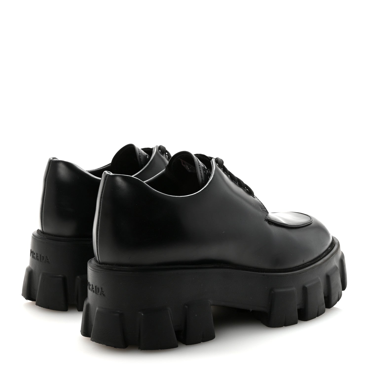 Prada Spazzolato Rois Monolith 55mm Derby Loafers 38 Black 5 of 9
