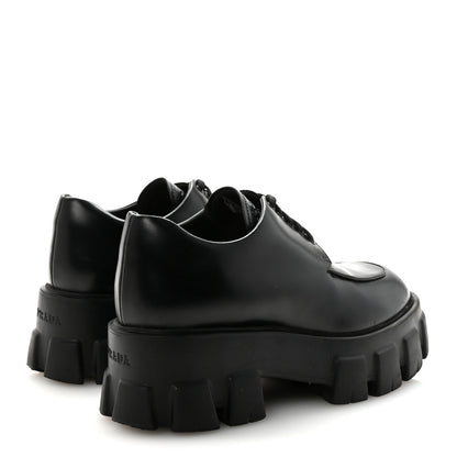 Prada Spazzolato Rois Monolith 55mm Derby Loafers 38 Black 5 of 9