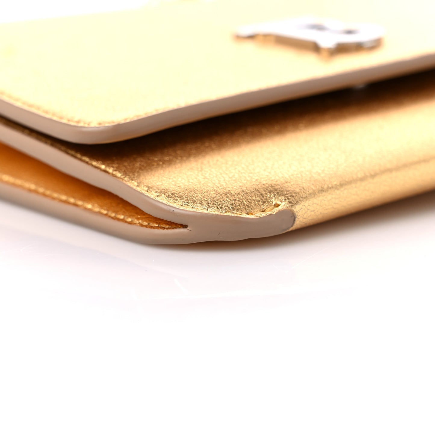 Metallic Calfskin Monogram TB Flat Crossbody Bag Gold