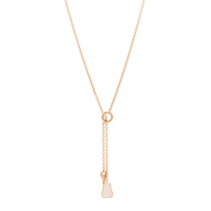 Hermes 18K Rose Gold Diamond PM Kelly Clochette Necklace 1 of 4