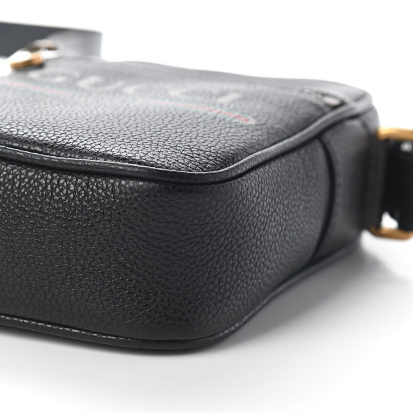 Grained Calfskin Mini Logo Messenger Bag Black