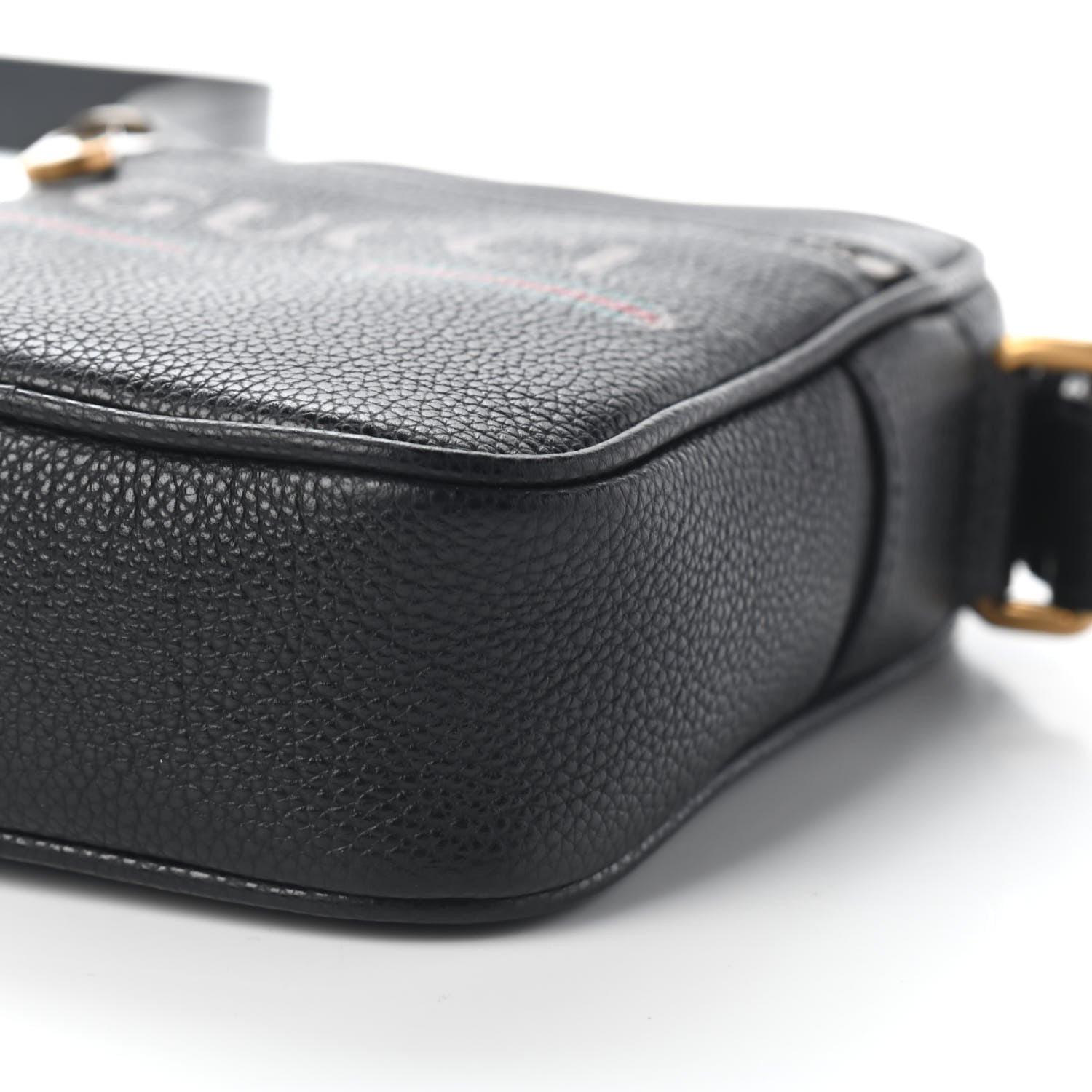 Gucci Grained Calfskin Mini Logo Messenger Bag Black 8 of 9