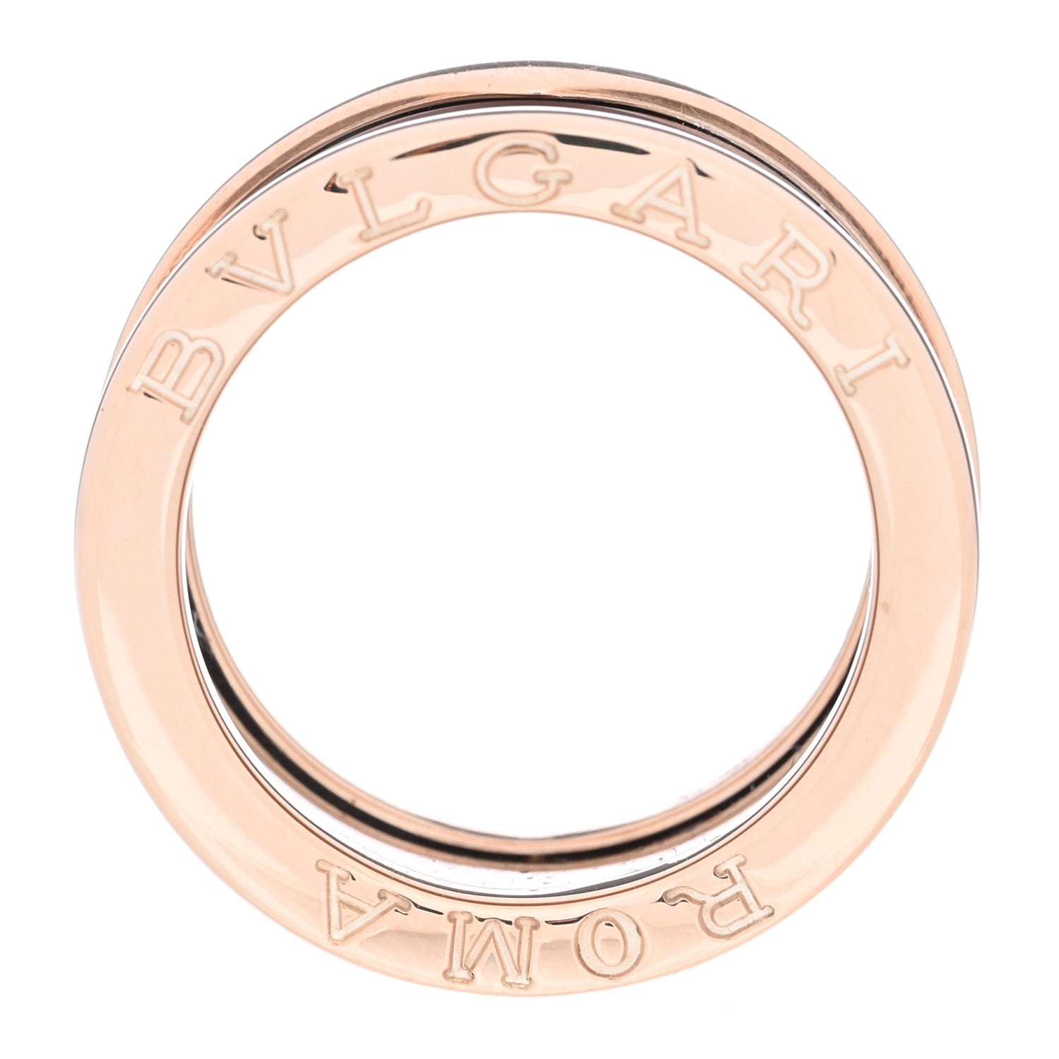 Bulgari 18K Rose Gold Bronze Cermet Roma B.Zero1 Two-Band Ring 50 5.25 4 of 8