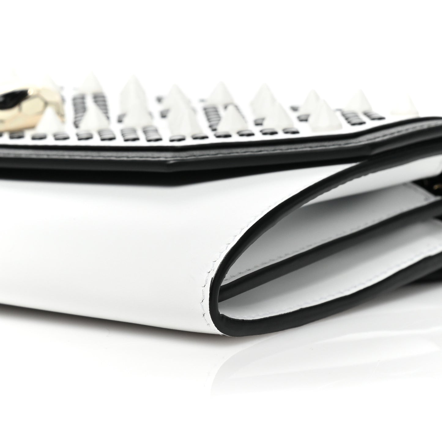 X NICHOLAS KIRKWOOD Calfskin Studded Serpenti Chain Wallet White