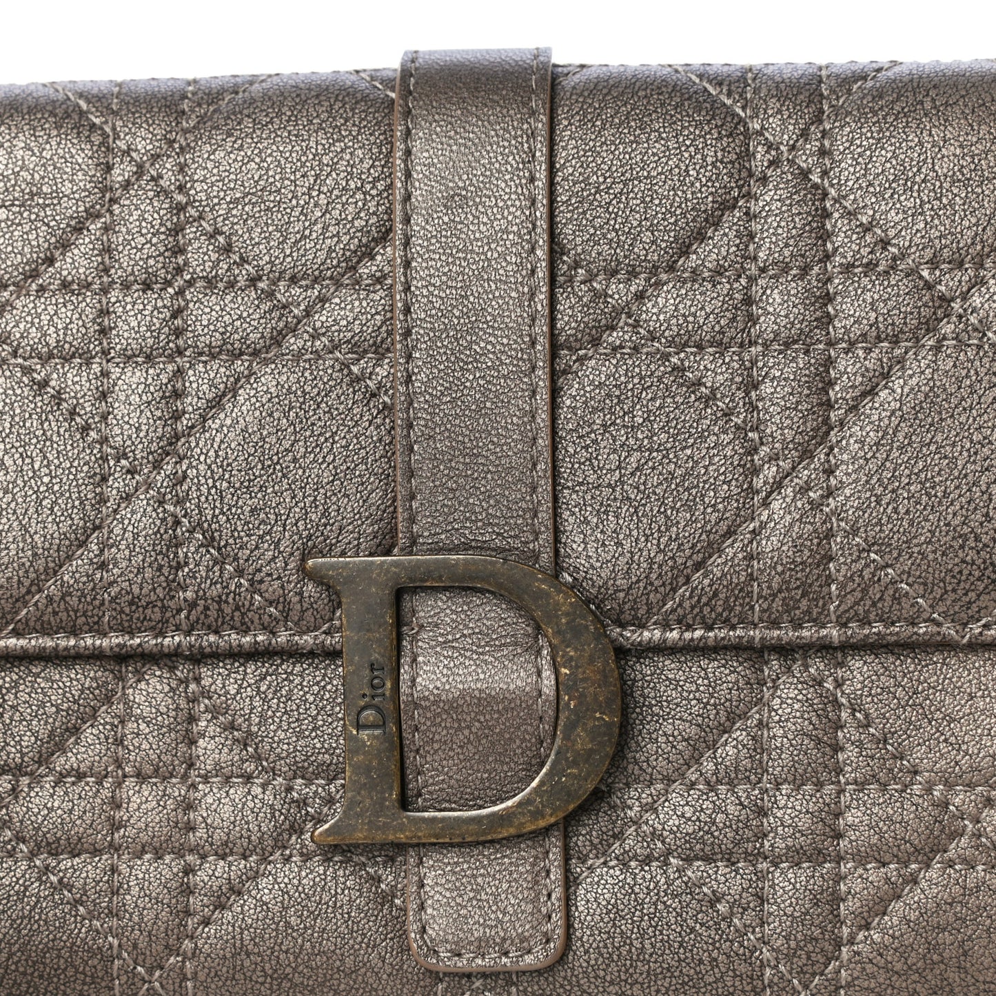 Metallic Grained Calfskin Cannage Crossbody Wallet