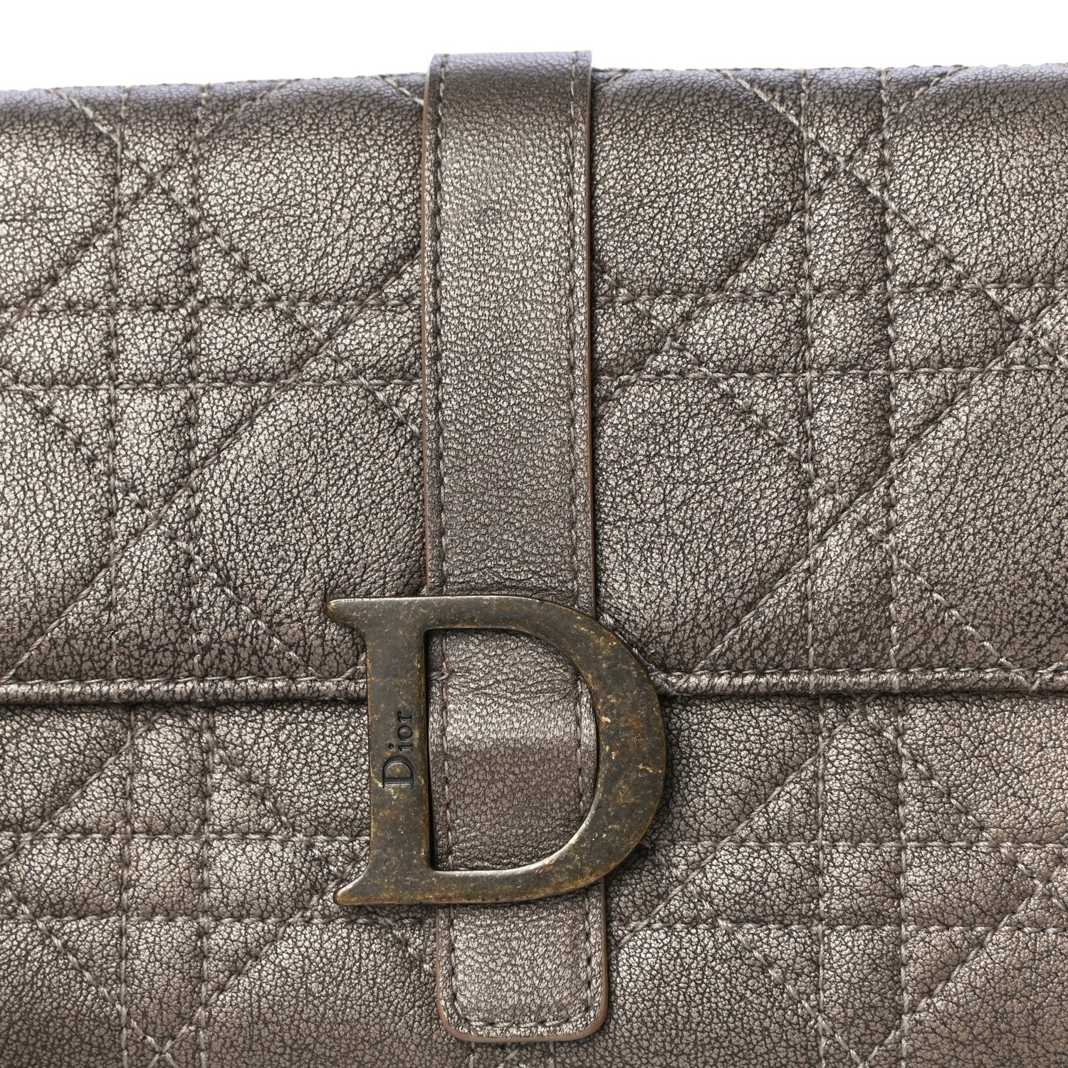 Christian Dior Metallic Grained Calfskin Cannage Crossbody Wallet 12 of 12