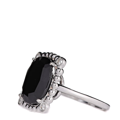 Tiffany Sterling Silver Black Spinel Diamond 15mm Ziegfeld Ring 47 4 3 of 5