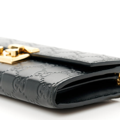 Gucci Guccissima Padlock Continental Chain Wallet Black 10 of 10