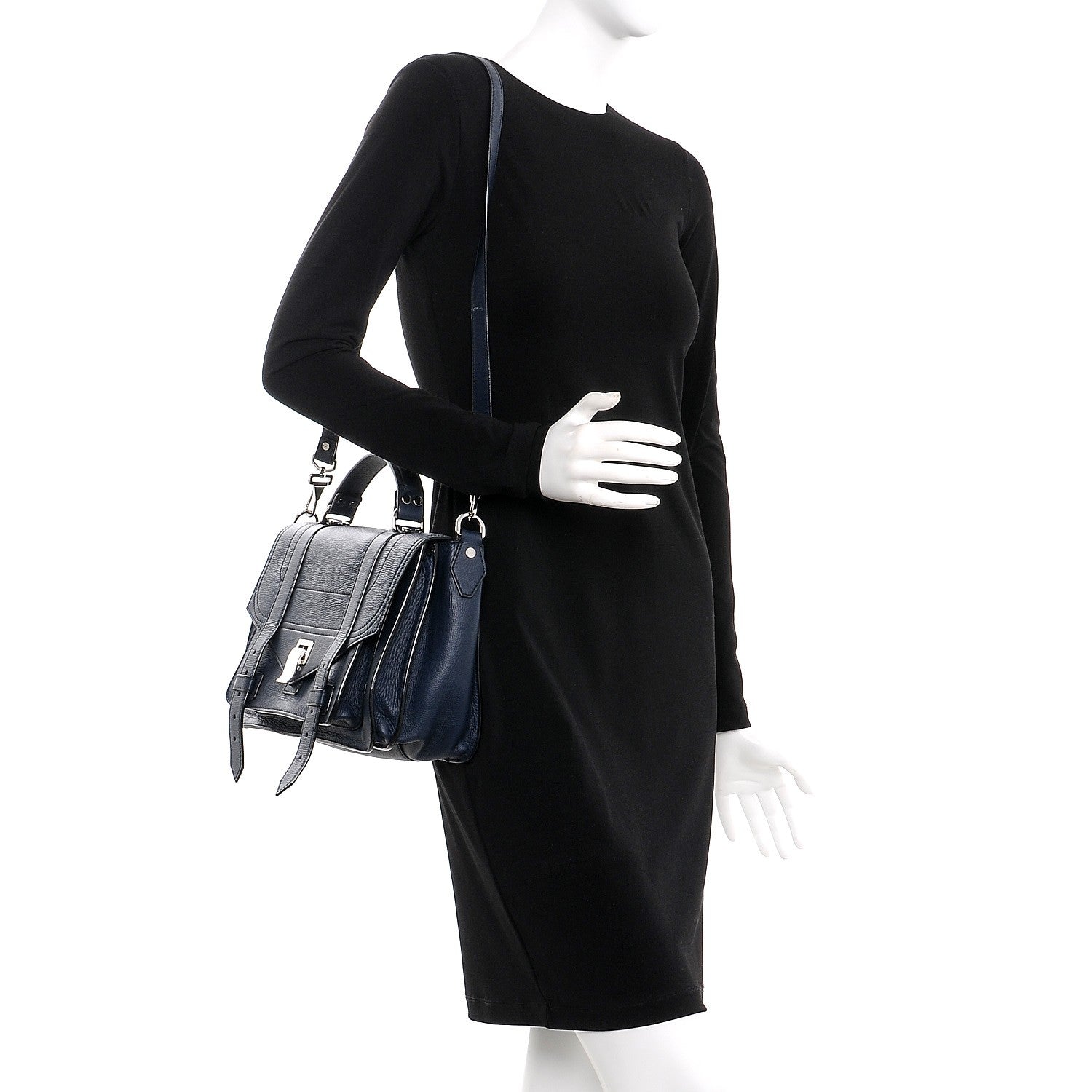 Proenza Schouler Grained Calfskin Medium PS1+ Satchel Indigo 2 of 7