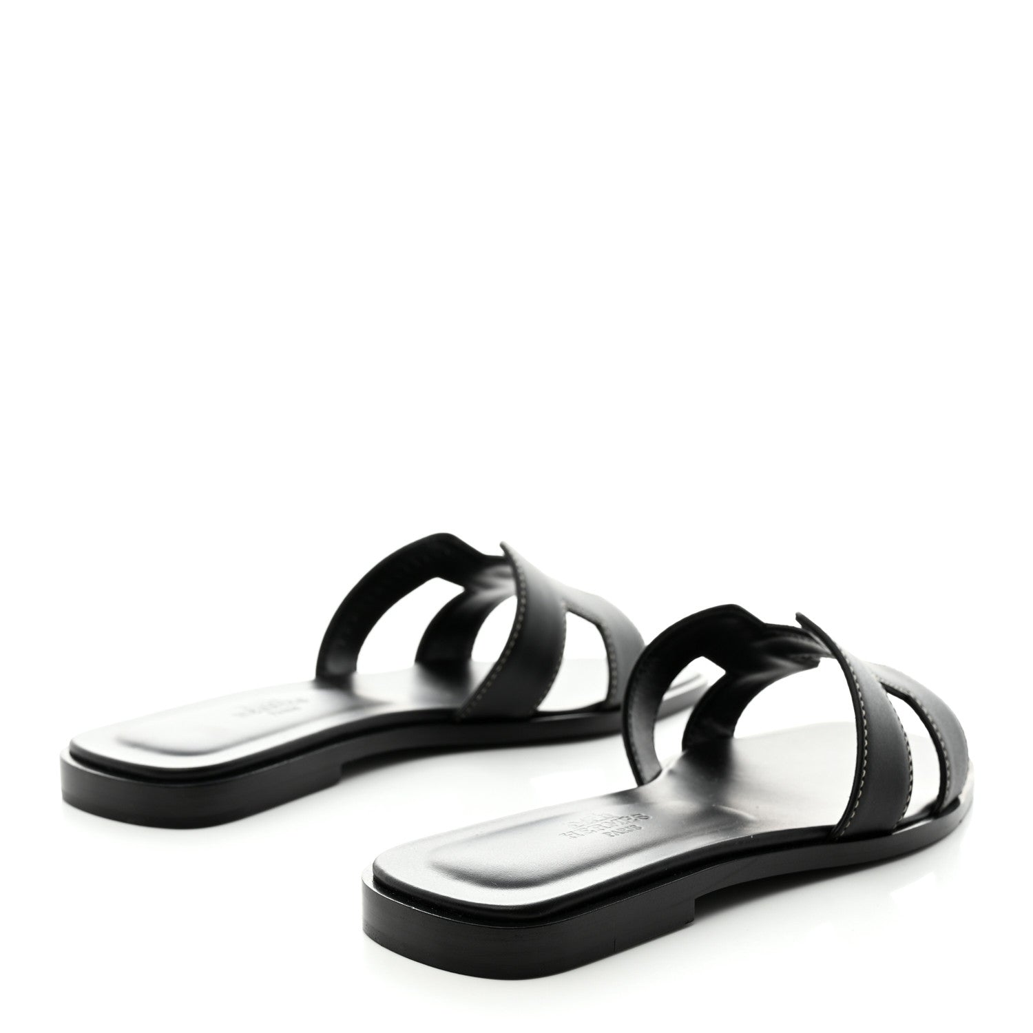 Hermes Box Calfskin Oran Sandals 35.5 Black 4 of 9