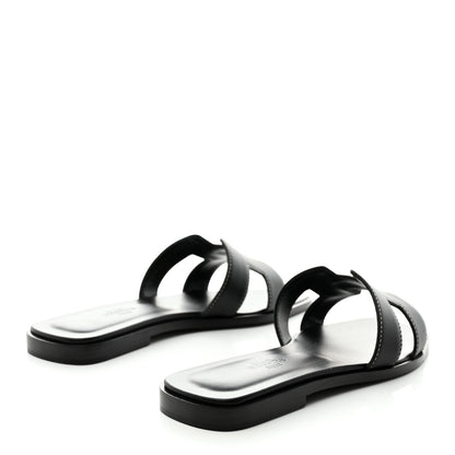 Hermes Box Calfskin Oran Sandals 35.5 Black 4 of 9