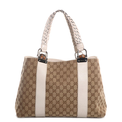 Gucci Monogram Bamboo Bar Medium Tote Off White 1 of 7