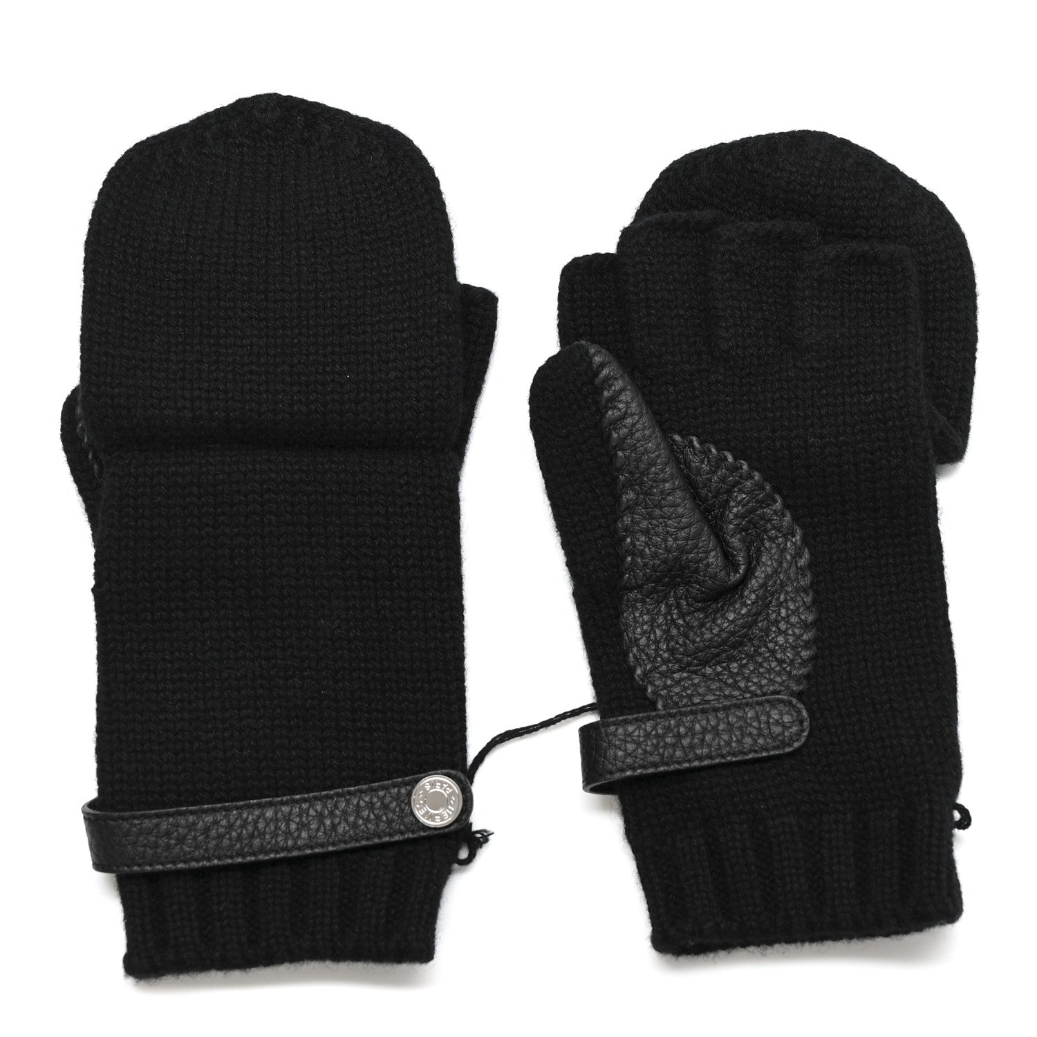 Hermes Cashmere Deerskin Baltimore Gloves S Black 1 of 4