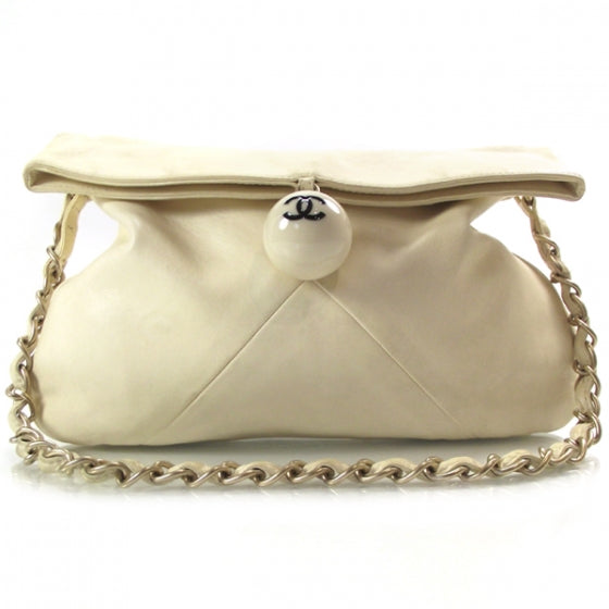 Chanel Lambskin Coco Ball Fold Over Bag Ivory 1 of 12