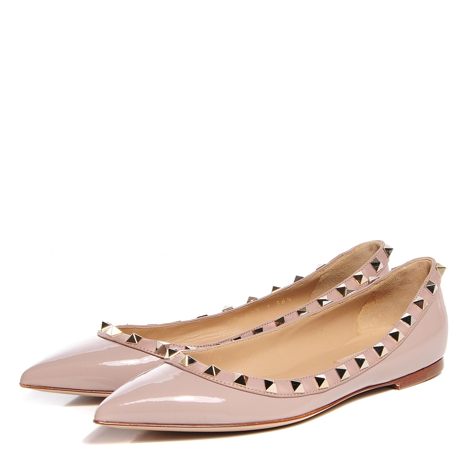 Valentino Garavani Patent Rockstud Ballerina Flats 36.5 Poudre 3 of 6