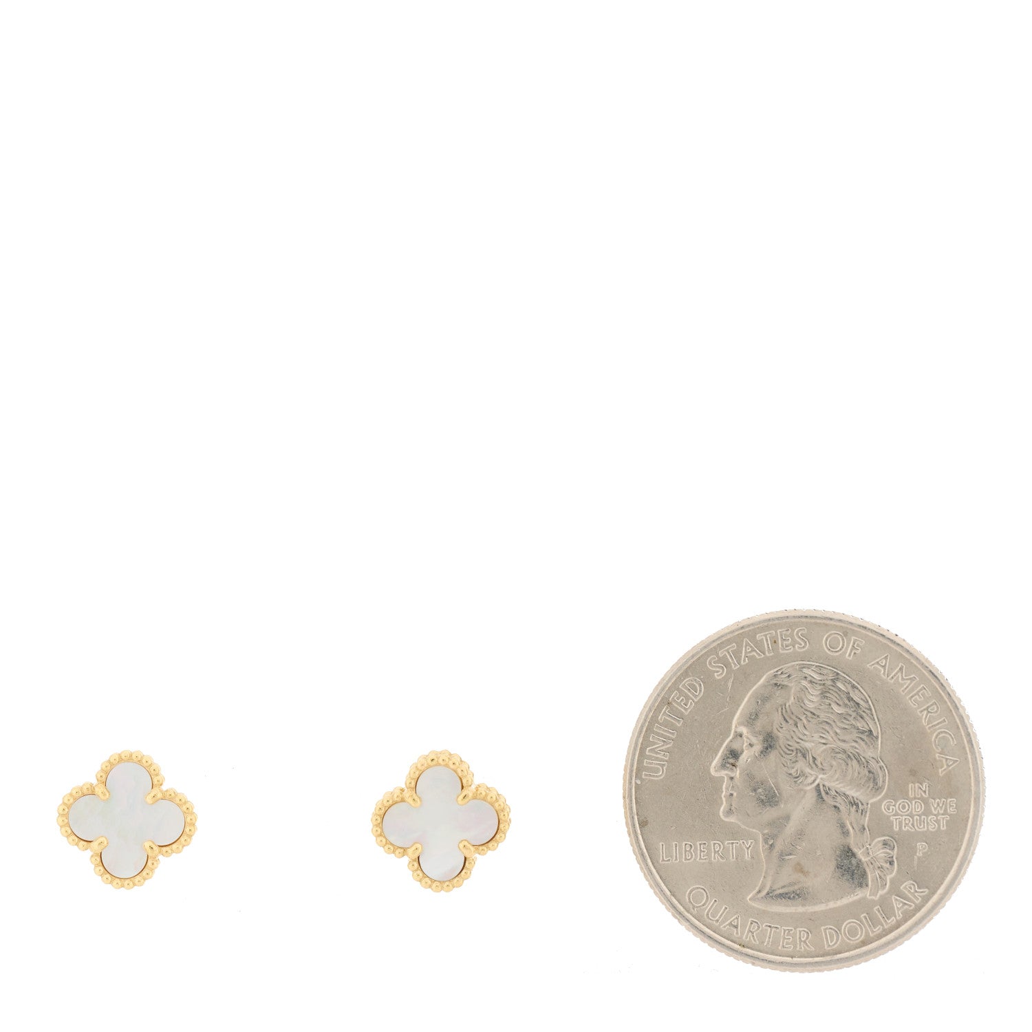 Van Cleef & Arpels 18K Yellow Gold Mother of Pearl Sweet Alhambra Earrings 2 of 5