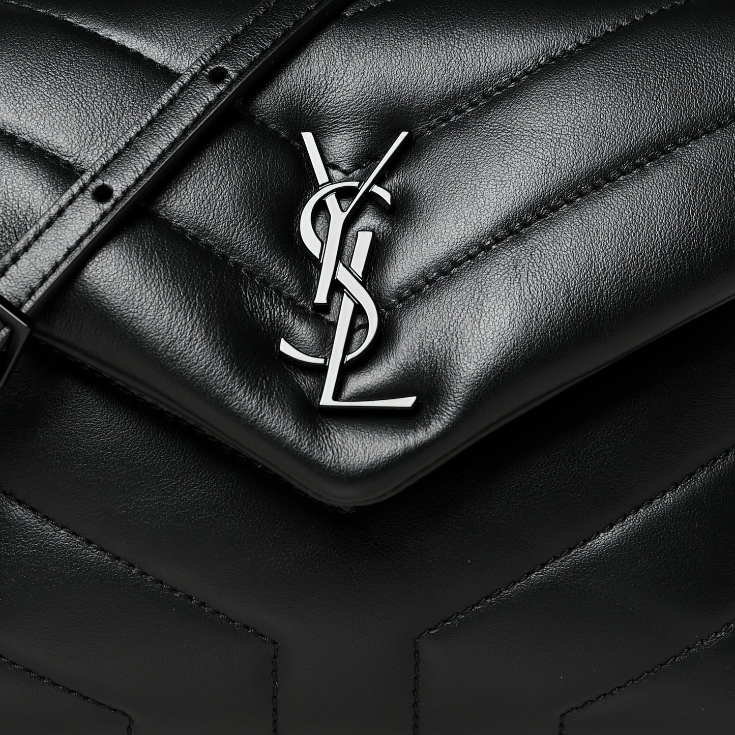 Calfskin Y Quilted Monogram Toy Loulou Crossbody Bag Black