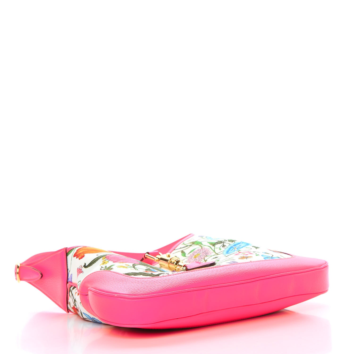 Gucci Canvas Flora Medium Jackie Hobo Fuchsia 4 of 13