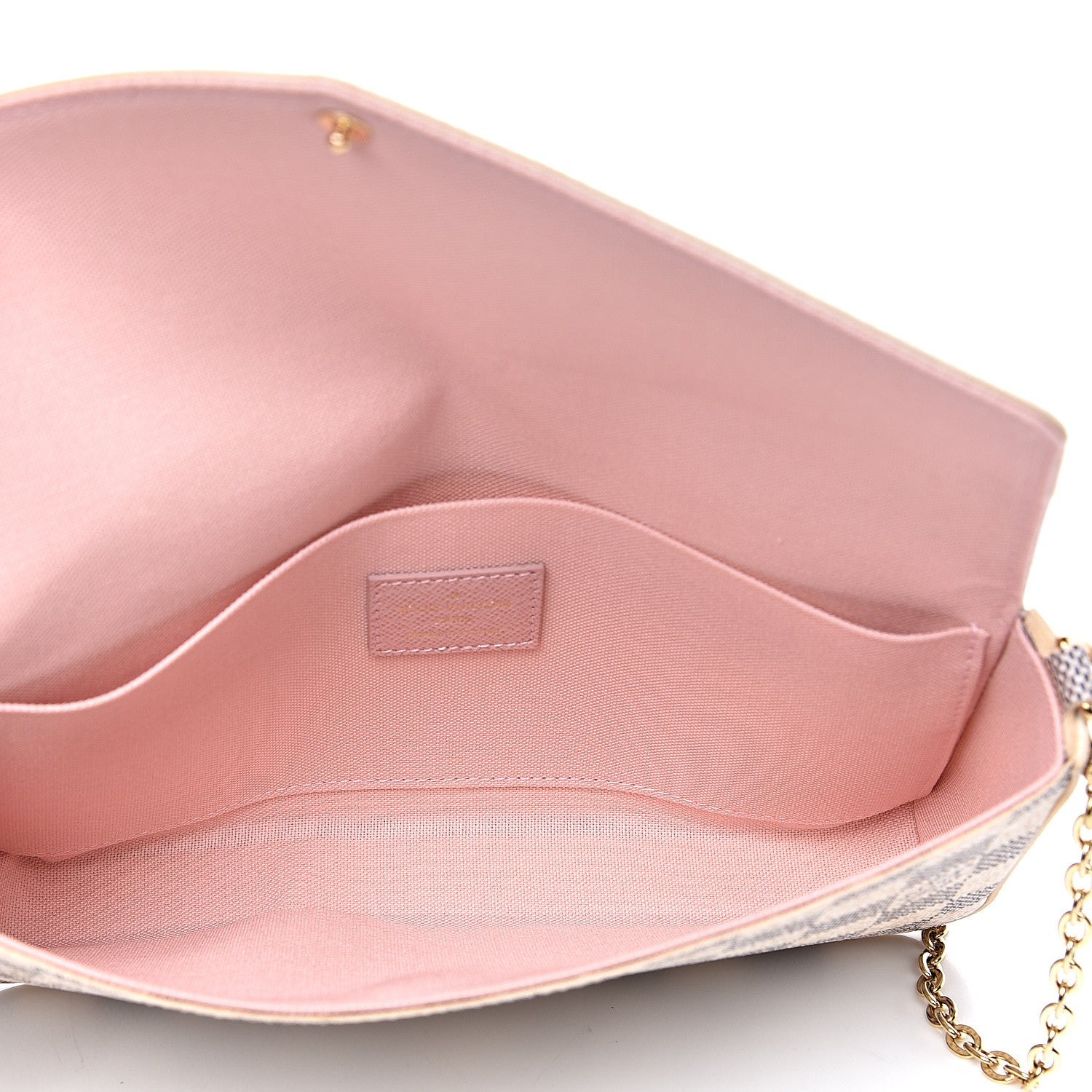 Louis Vuitton Damier Azur Pochette Felicie Chain Wallet Rose Ballerine 5 of 11