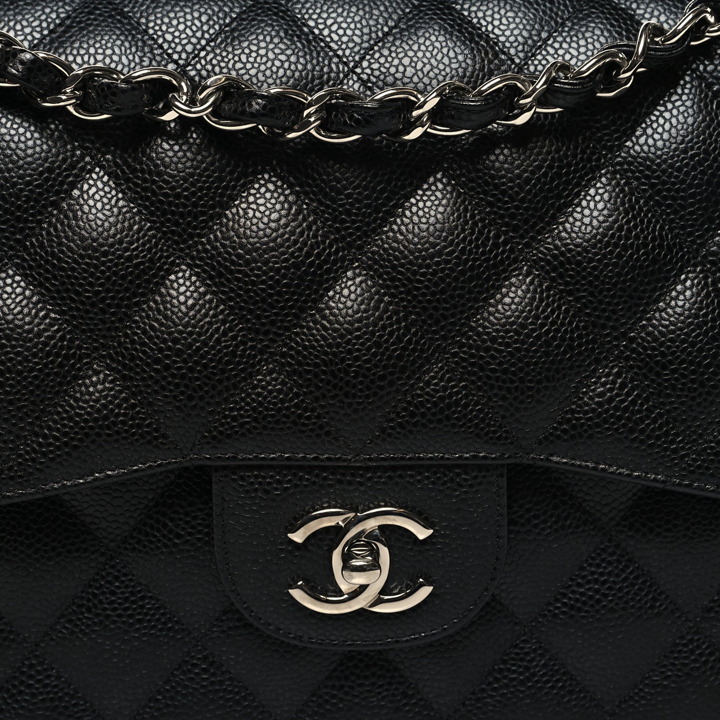 Caviar Quilted Jumbo Double Flap Black