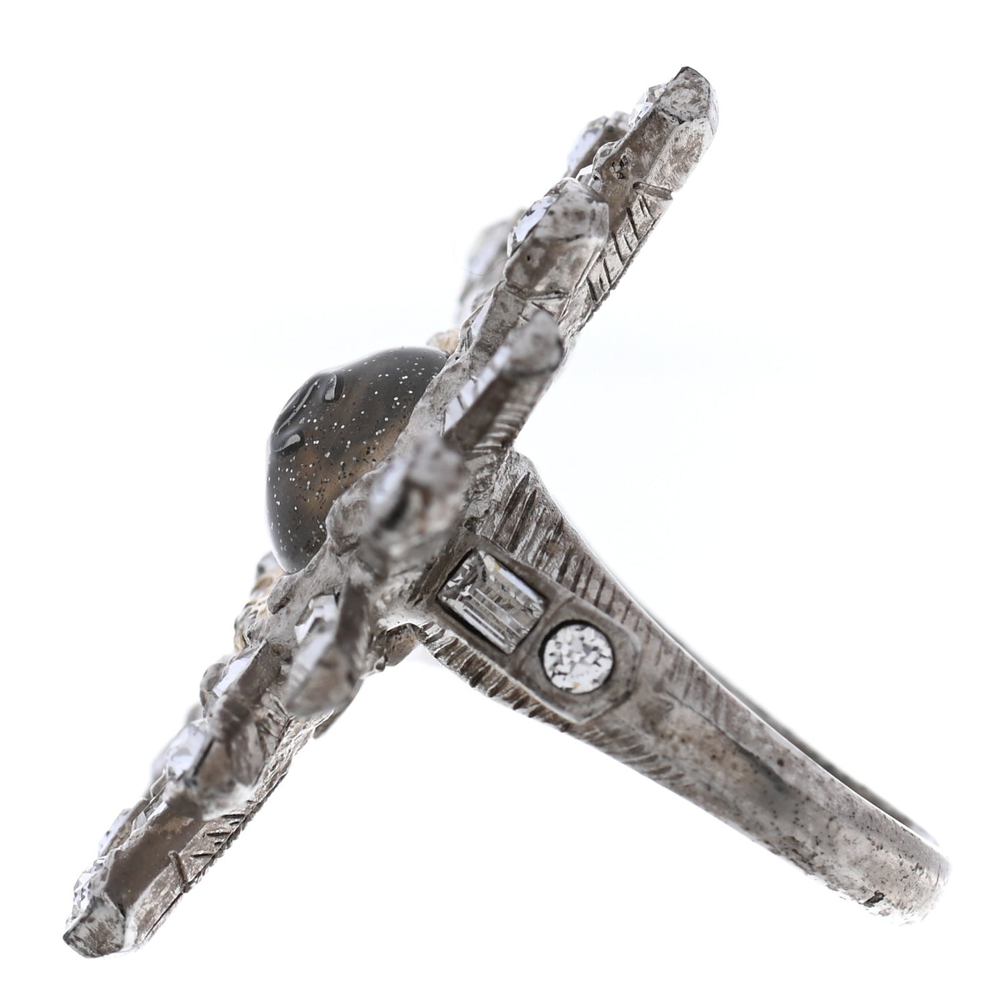 Baguette Crystal Moon CC Ring 6 Gold Silver