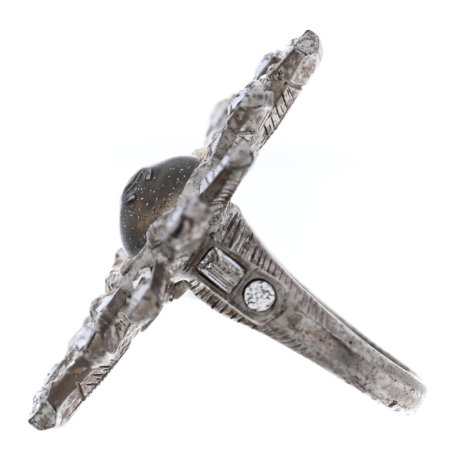 Chanel Baguette Crystal Moon CC Ring 6 Gold Silver 4 of 6