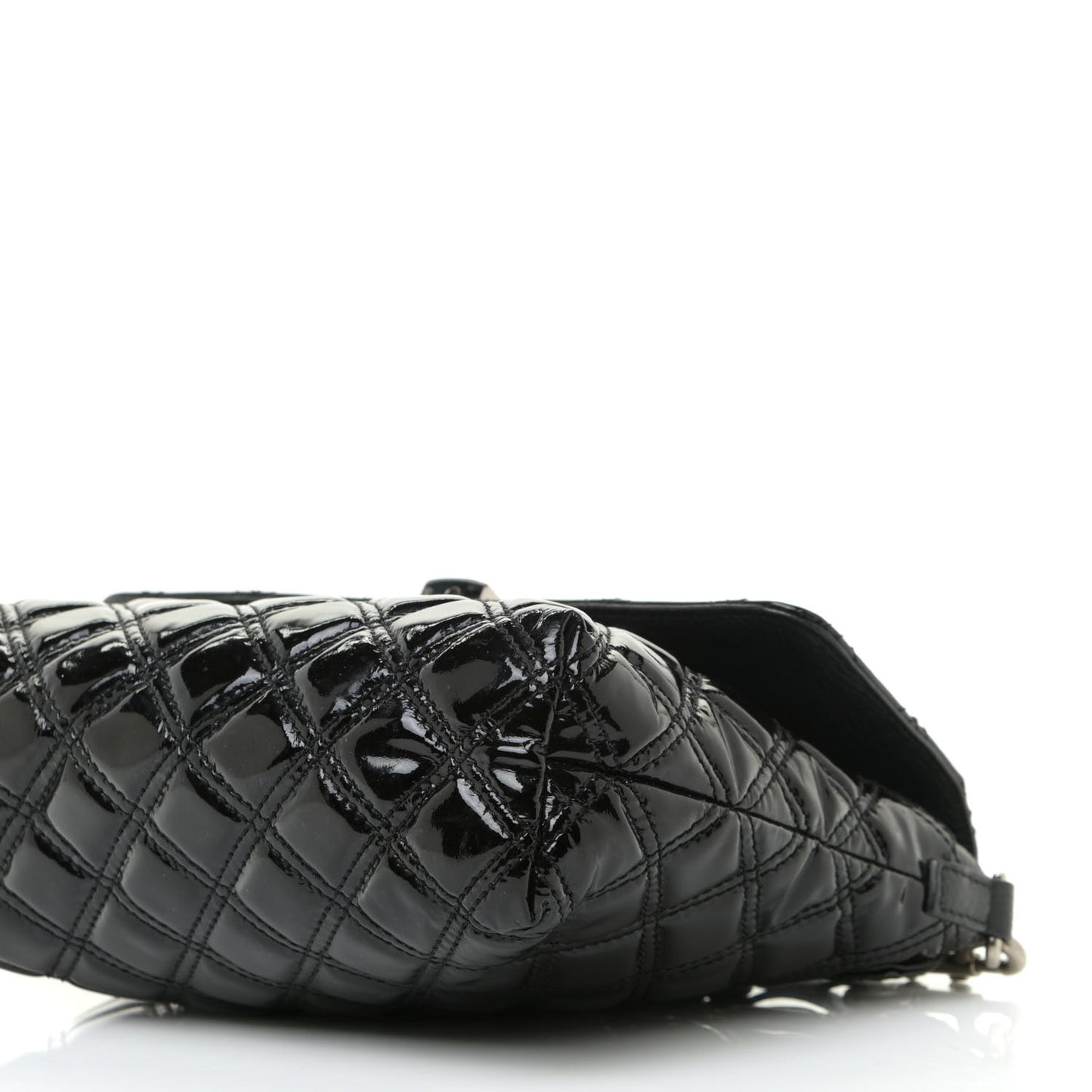 Patent Quilted Single Flap Black