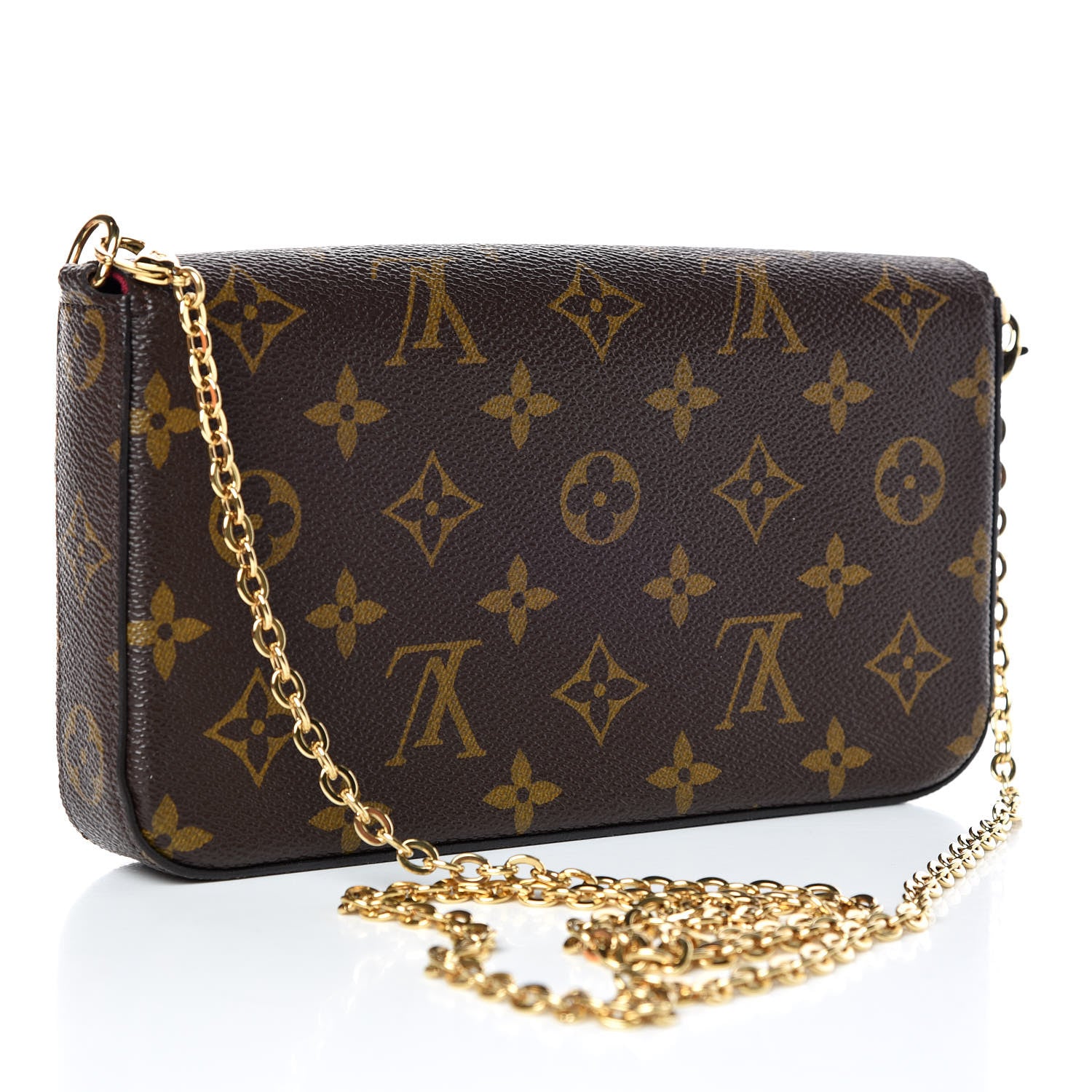 Louis Vuitton Monogram Pochette Felicie Chain Wallet Fuchsia 4 of 12