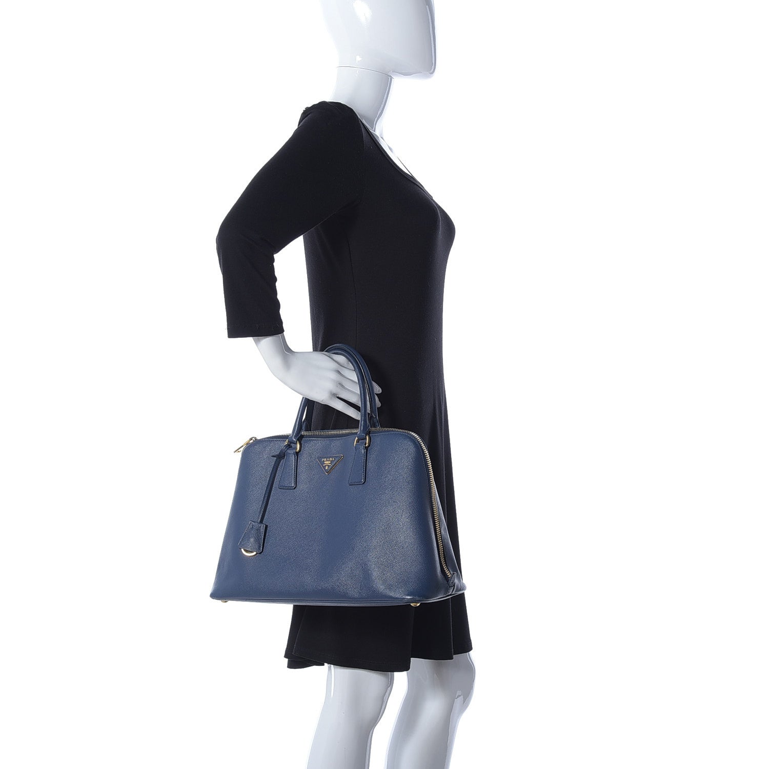 Prada Saffiano Lux Large Promenade Tote Bleuette 2 of 11