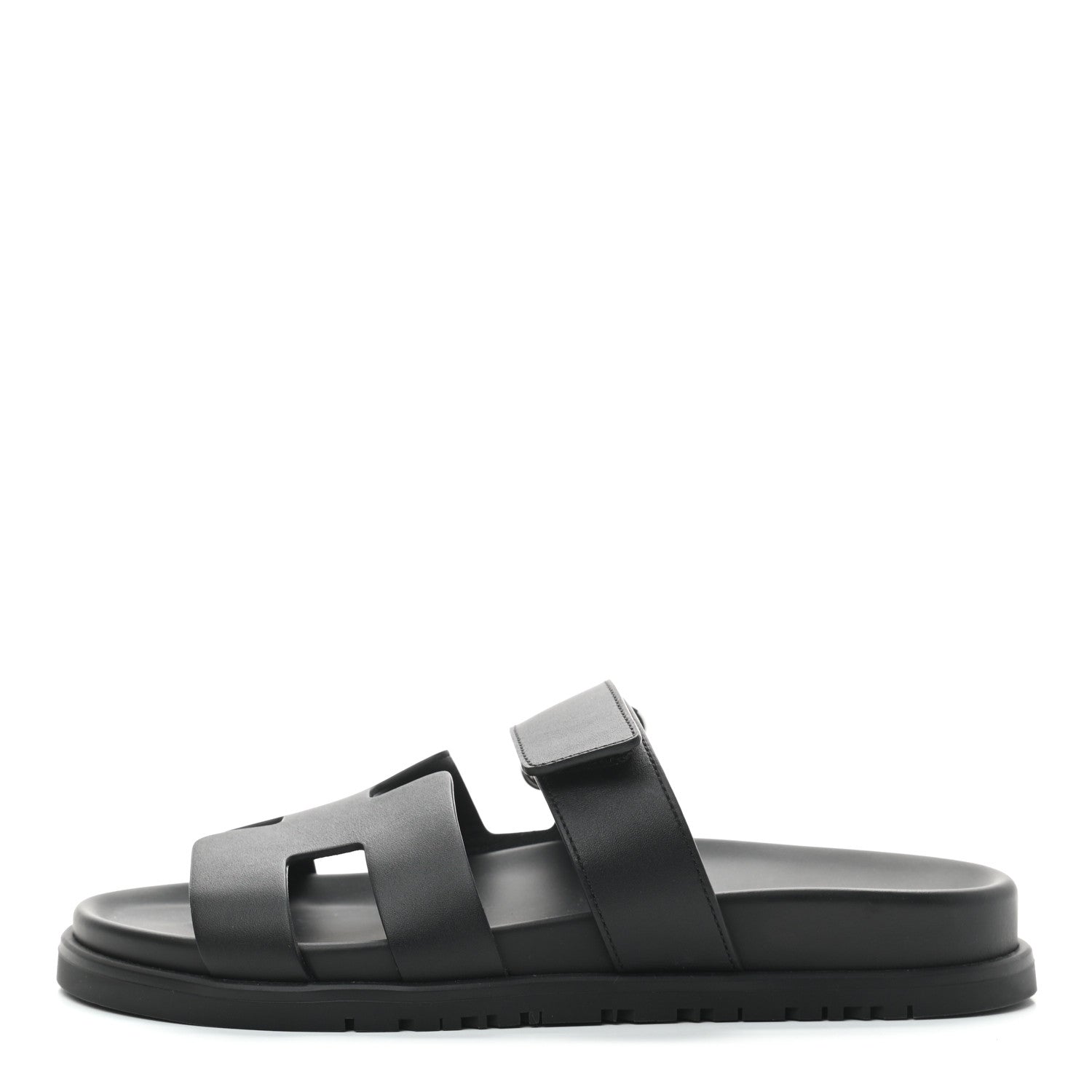 Hermes Calfskin Womens Chypre Sandals 37 Black 1 of 7