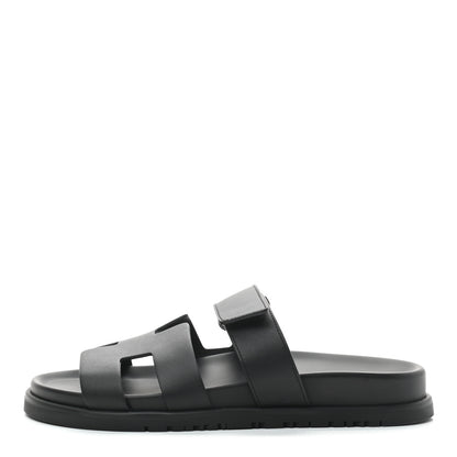 Hermes Calfskin Womens Chypre Sandals 37 Black 1 of 7