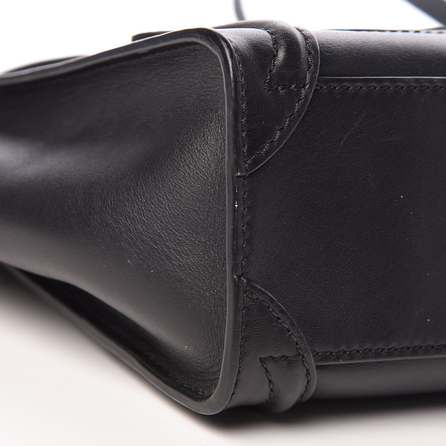 Celine Smooth Calfskin Nano Luggage Black 12 of 13