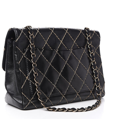 Chanel Calfskin Wild Stitch Jumbo Flap Black 2 of 16