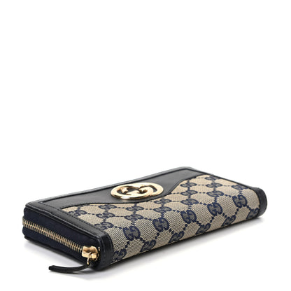 Gucci Monogram Margaux Calfskin Sukey Zip Around Wallet Beige Blue 4 of 6