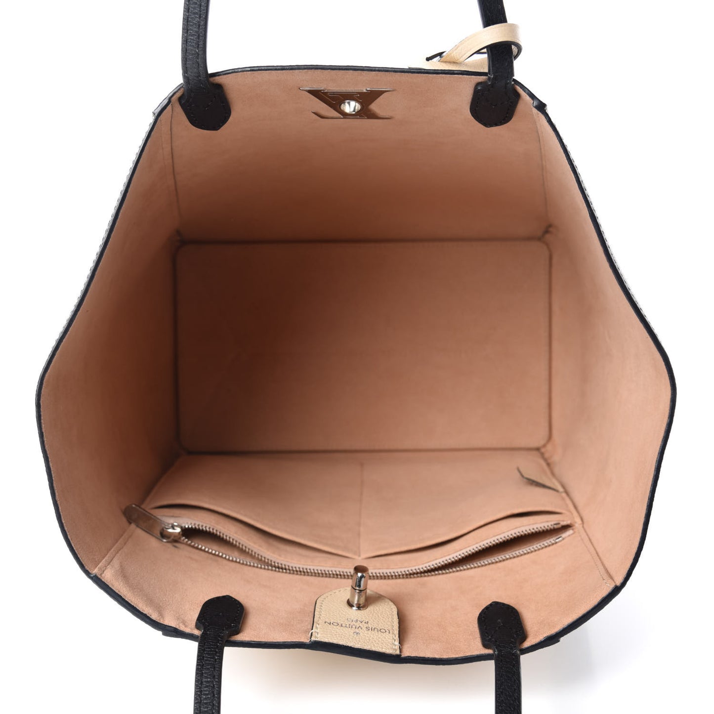 Calfskin Lockme Go Tote Black Vanilla