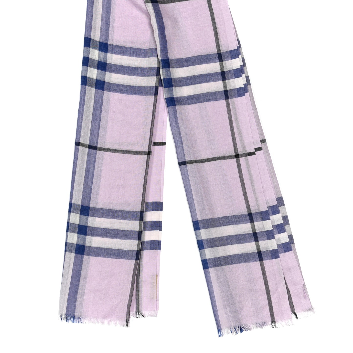 Wool Silk Gauze Giant Check Lightweight Scarf Pale Orchid