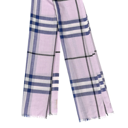 Burberry Wool Silk Gauze Giant Check Lightweight Scarf Pale Orchid 2 of 3