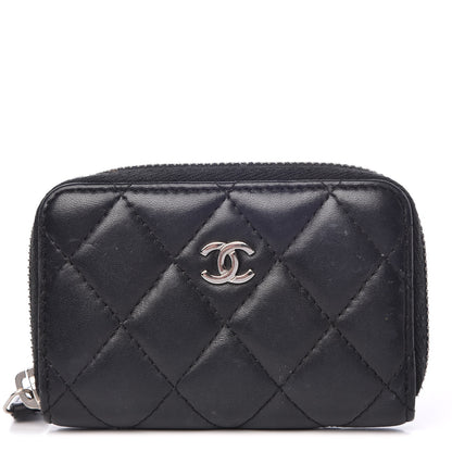 Chanel Lambskin Quilted Zip Coin Purse Black 1 of 9
