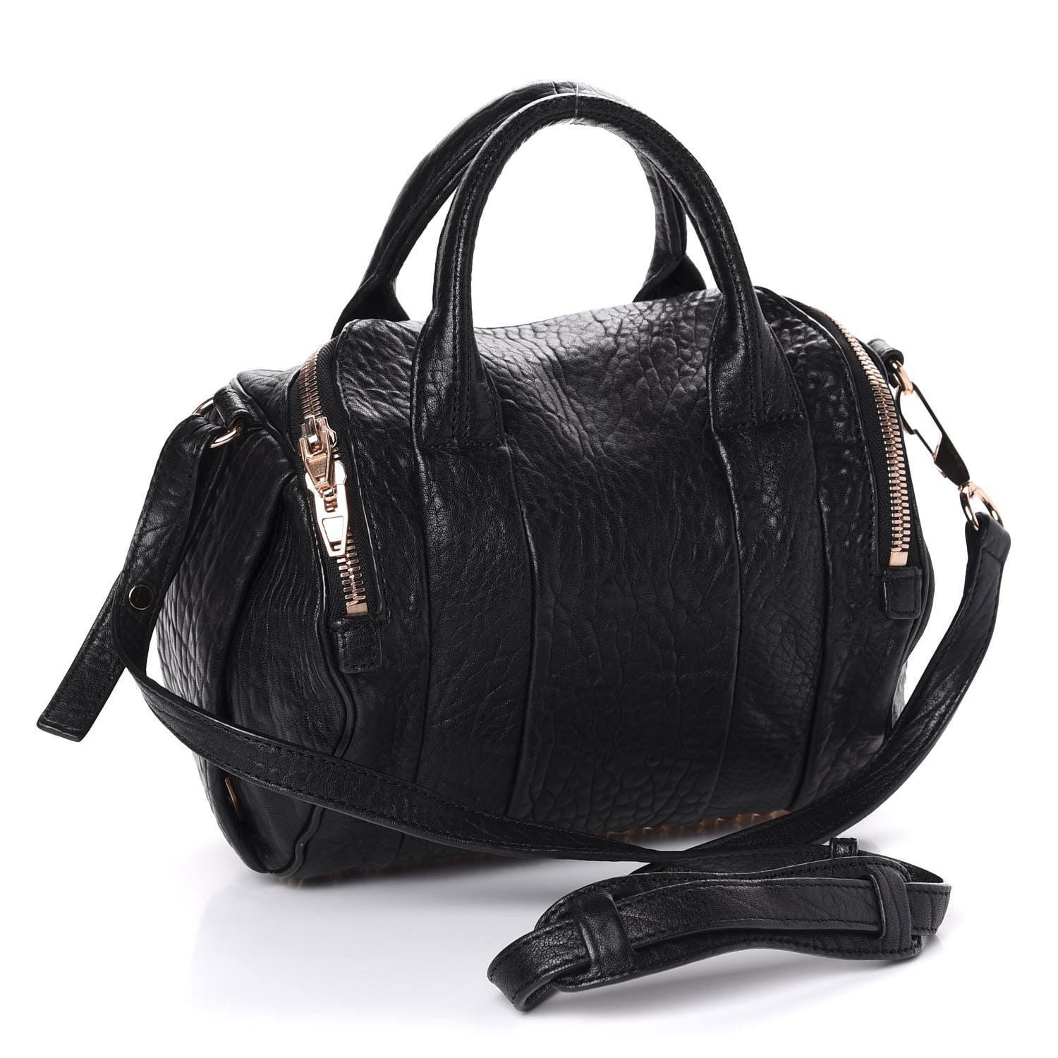 Alexander Wang Pebbled Lambskin Rockie Black Rose Gold Hardware 3 of 9