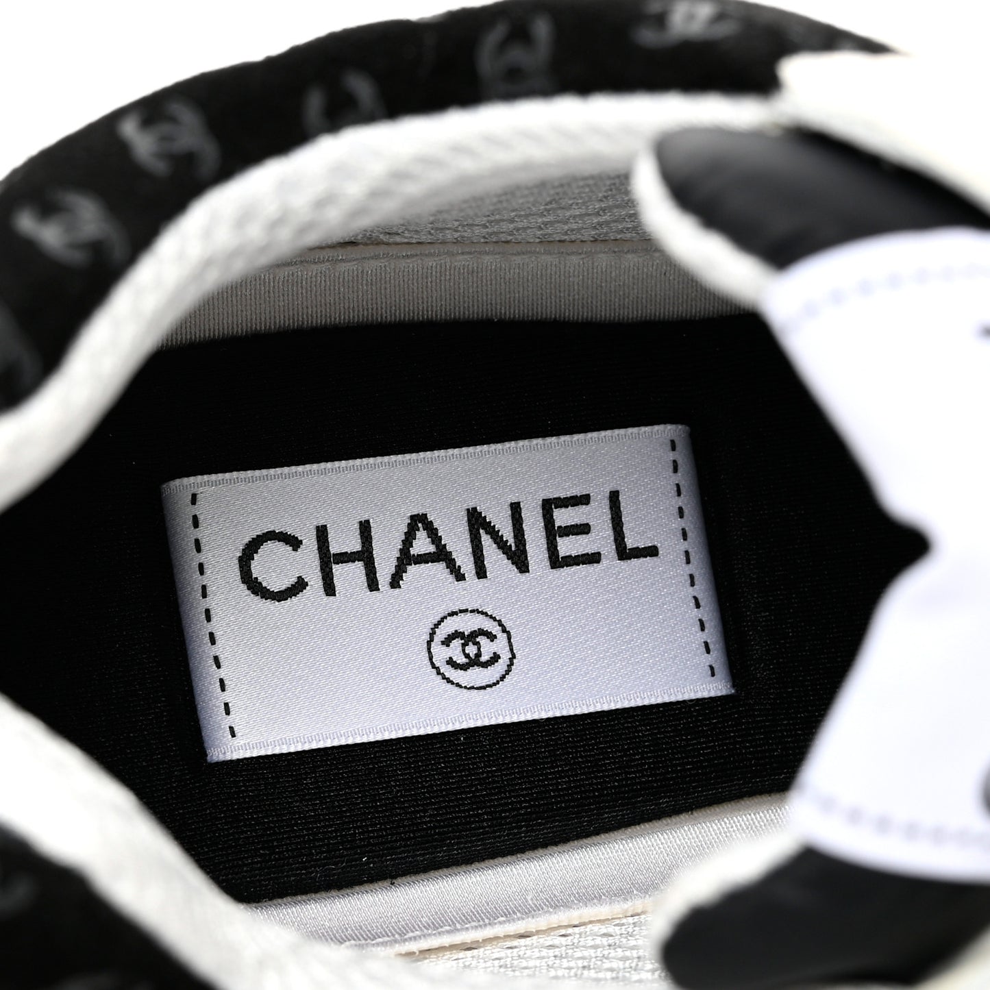 Nylon Suede Calfskin Printed CC Sneakers 39 White Black
