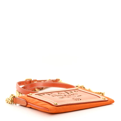 Prada Tessuto Nylon Saffiano Logo Crossbody Bag Orange 4 of 14
