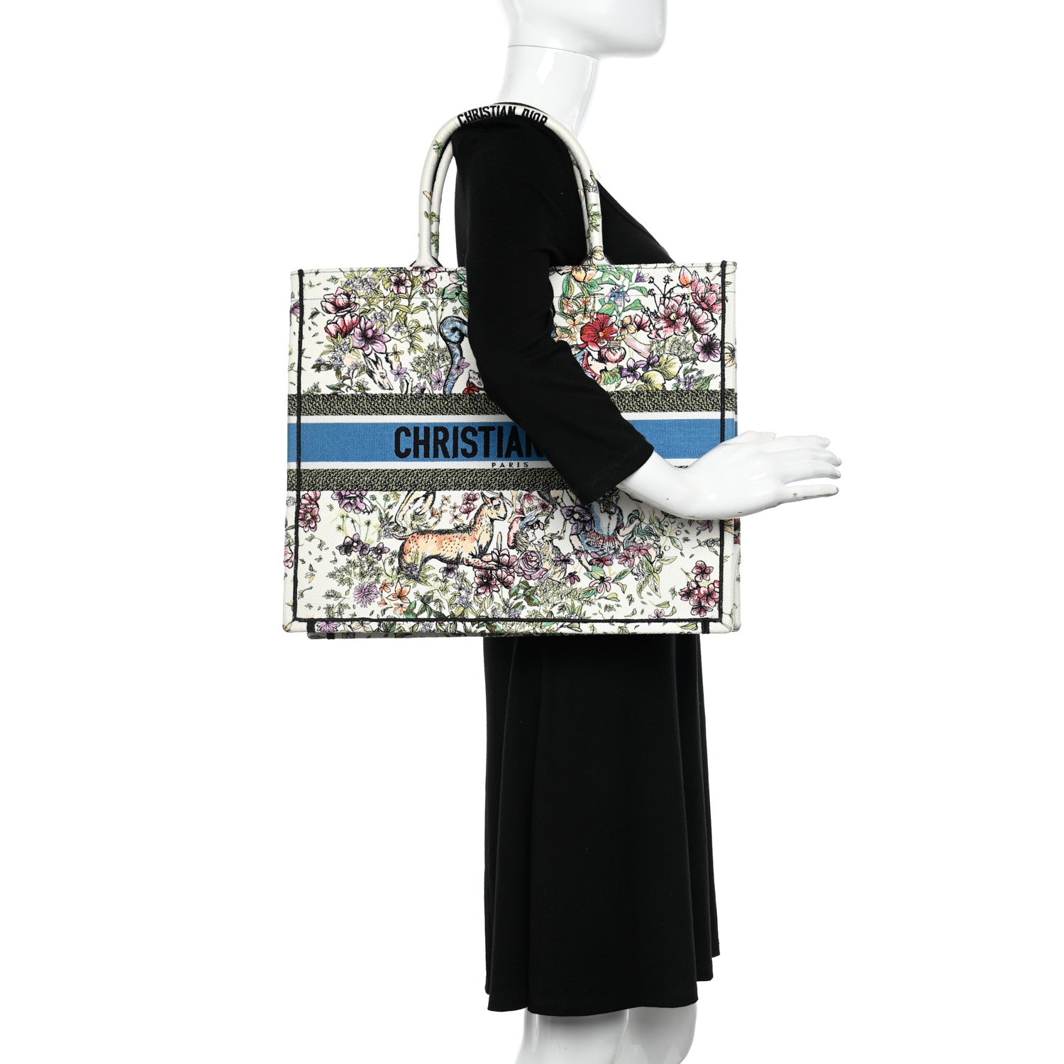 Christian Dior Canvas Embroidered Large D-Constellation Book Tote Latte Multicolor 2 of 9