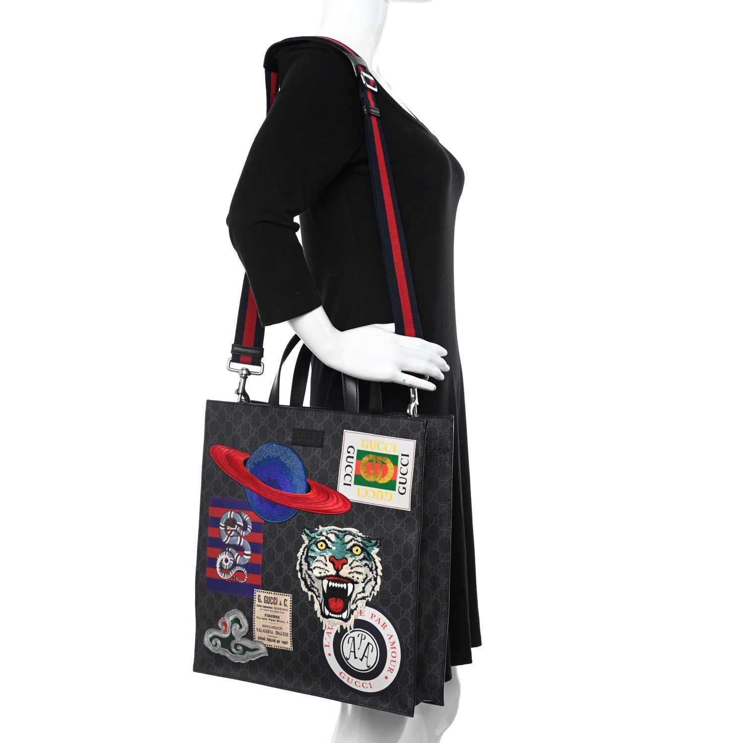 Gucci GG Supreme Monogram Night Courrier Vertical Tote Black Multicolor 2 of 11