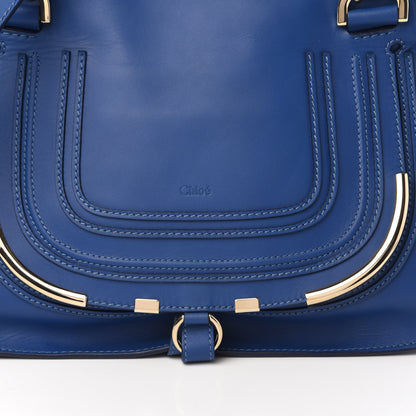 Chloe Smooth Calfskin Medium Marcie Metal Bar Trim Satchel Sea Water 9 of 10
